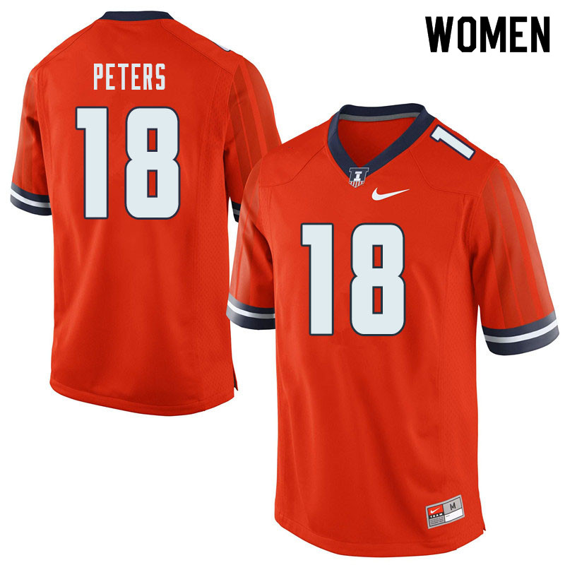 Women #18 Brandon Peters Illinois Fighting Illini College Football Jerseys Sale-Orange